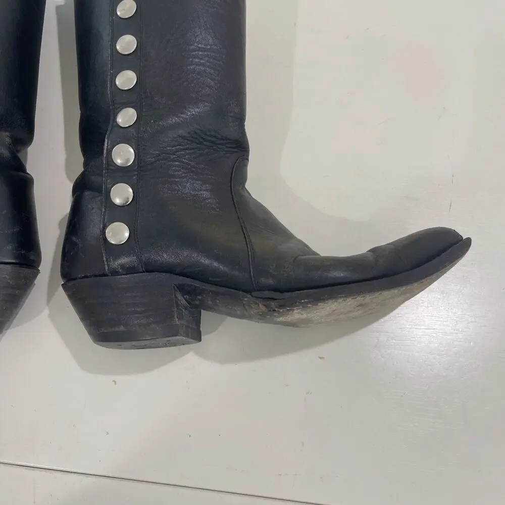 Champion Attitude Men Black Western Boots Size 9B Snap Side Vintage